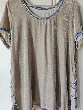 Johnny Was Velvet Shirt With Embroidered Back Detail